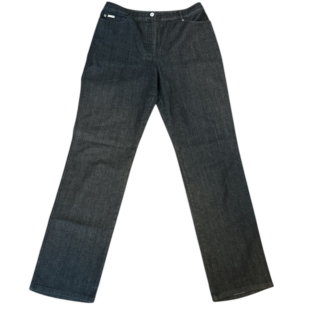 St. John Sport by Marie Gray Black stretch Jeans high rise straight leg size 10